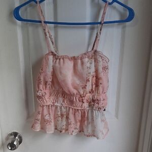 Sugarlips Pink Floral Peplum Crop-top